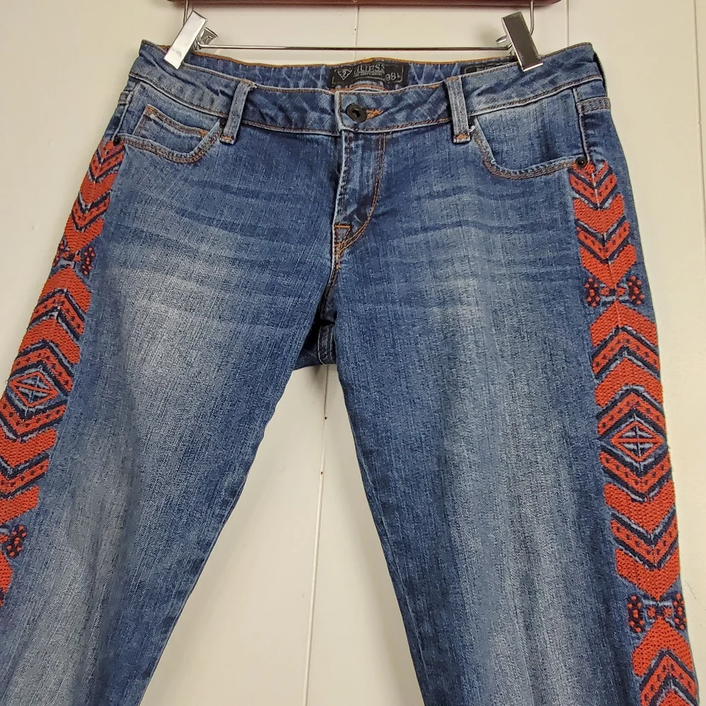 Guess 1981 Beverly- skinny embroidered side jeans Size 29